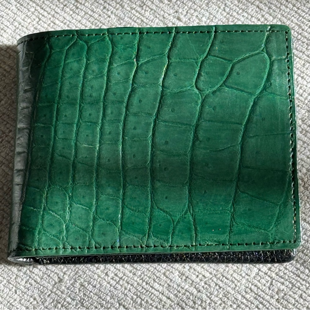 Genuine Croc Leather Wallet Dark Olive Color